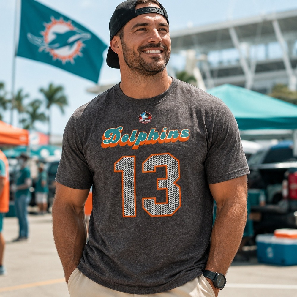 Miami Dolphins Dan Marino 13 Shirt Mens 2XL XXL Gray NFL Hall of Fame Retro Tee